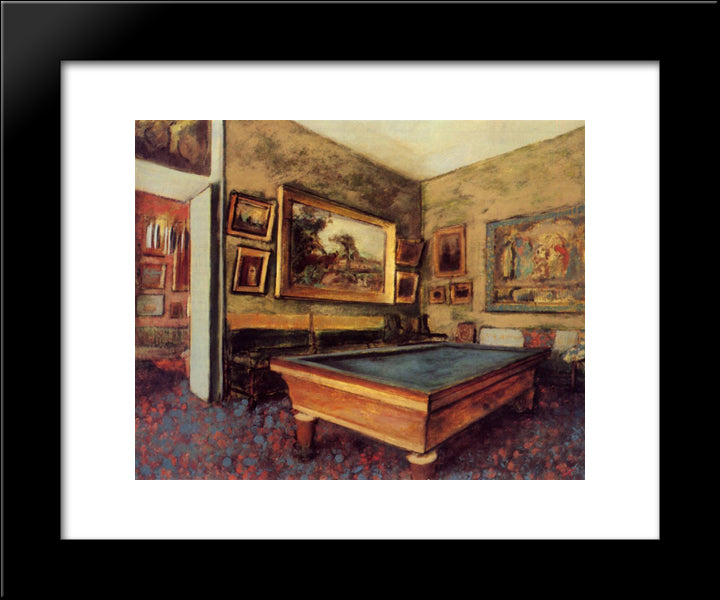 The Billiard Room At Menil-Hubert 20x24 Black Modern Wood Framed Art Print Poster by Degas, Edgar