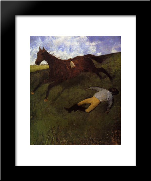 The Fallen Jockey 20x24 Black Modern Wood Framed Art Print Poster by Degas, Edgar