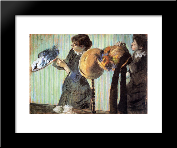 The Little Milliners 20x24 Black Modern Wood Framed Art Print Poster by Degas, Edgar