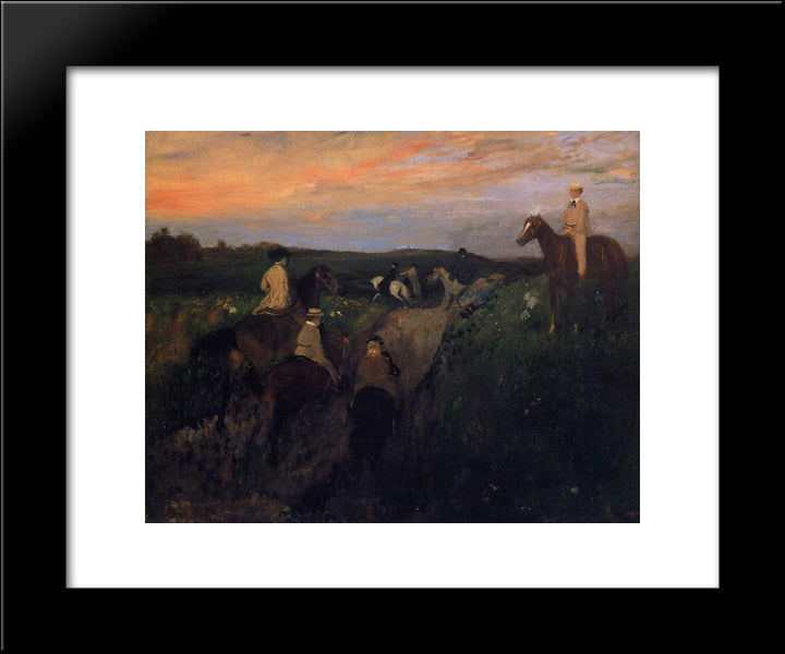 The Promenade On Houseback 20x24 Black Modern Wood Framed Art Print Poster by Degas, Edgar