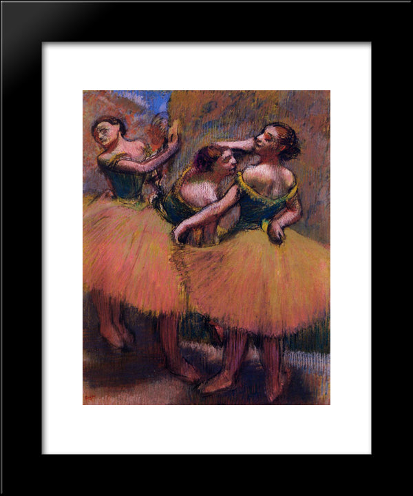 Three Dancers, Green Blouses 20x24 Black Modern Wood Framed Art Print Poster by Degas, Edgar