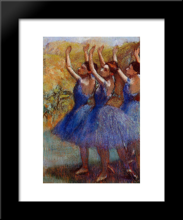 Three Dancers In Purple Skirts 20x24 Black Modern Wood Framed Art Print Poster by Degas, Edgar