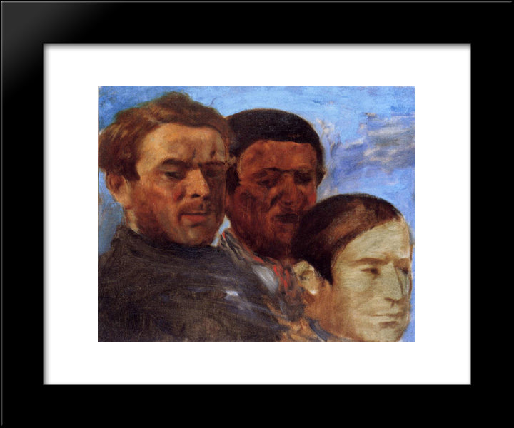 Three Heads 20x24 Black Modern Wood Framed Art Print Poster by Degas, Edgar