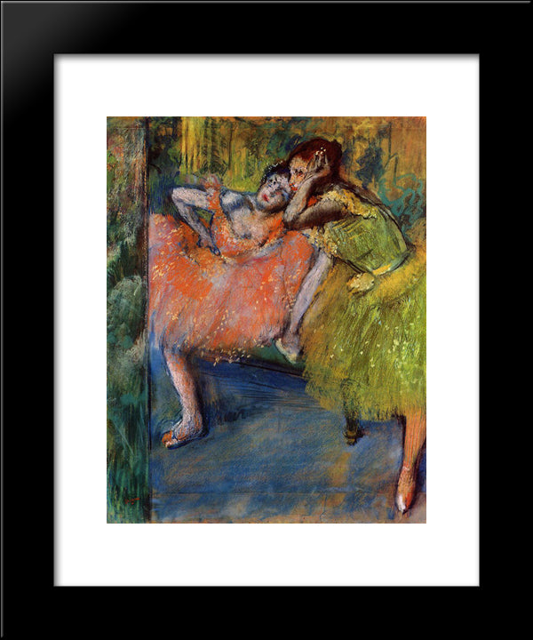 Two Dancers In The Foyer 20x24 Black Modern Wood Framed Art Print Poster by Degas, Edgar