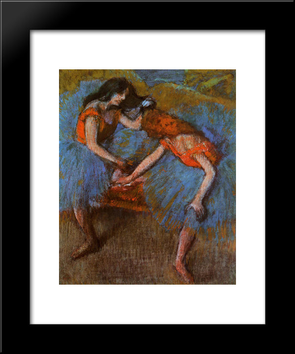 Two Dancers With Yellow Corsages 20x24 Black Modern Wood Framed Art Print Poster by Degas, Edgar