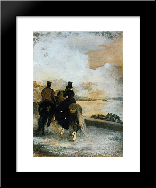 Two Riders By A Lake 20x24 Black Modern Wood Framed Art Print Poster by Degas, Edgar