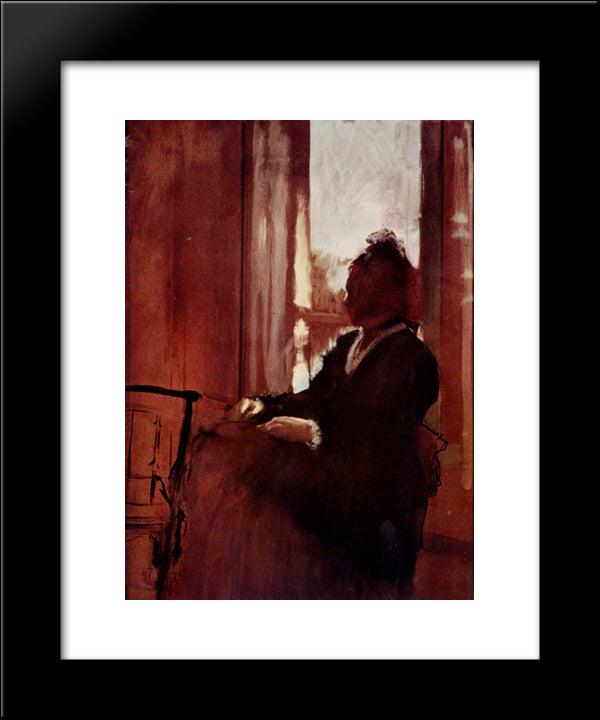 Woman At A Window 20x24 Black Modern Wood Framed Art Print Poster by Degas, Edgar