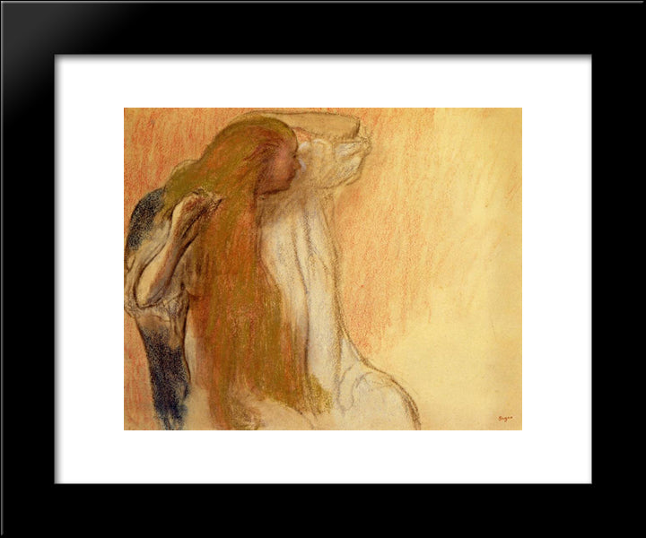 Woman Combing Her Hair 20x24 Black Modern Wood Framed Art Print Poster by Degas, Edgar