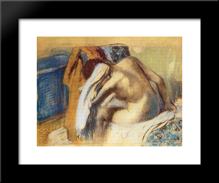 Woman Drying Her Hair 20x24 Black Modern Wood Framed Art Print Poster by Degas, Edgar