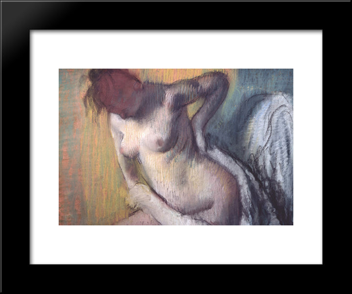 Woman Drying Herself 20x24 Black Modern Wood Framed Art Print Poster by Degas, Edgar