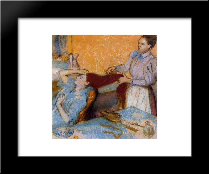 Woman Having Her Hair Combed 20x24 Black Modern Wood Framed Art Print Poster by Degas, Edgar