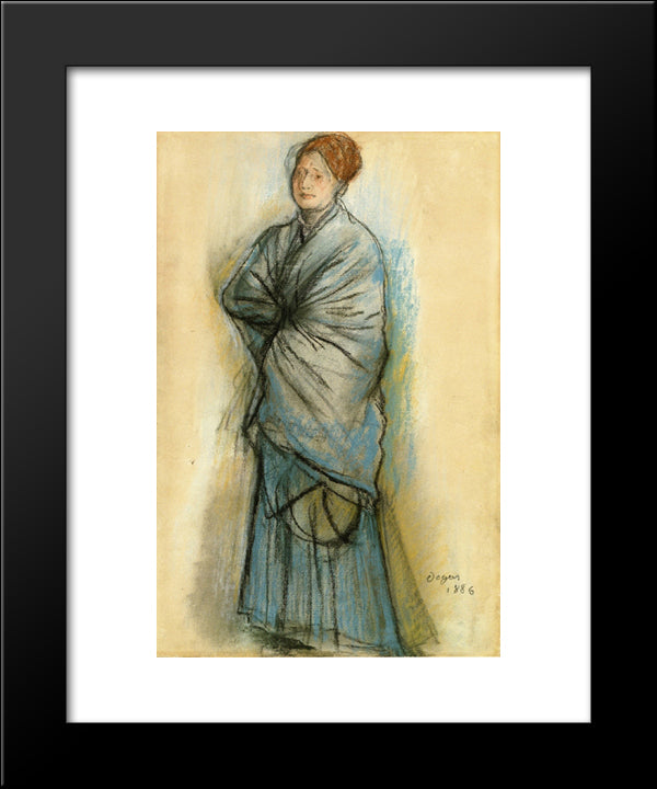 Woman In Blue (Portrait Of Mlle. Helene Rouart) 20x24 Black Modern Wood Framed Art Print Poster by Degas, Edgar