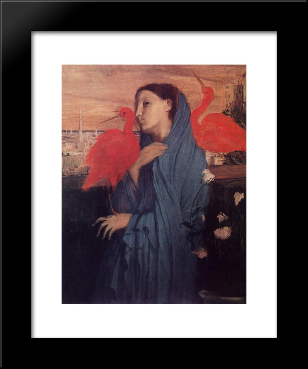 Woman On A Terrace (Young Woman And Ibis) 20x24 Black Modern Wood Framed Art Print Poster by Degas, Edgar