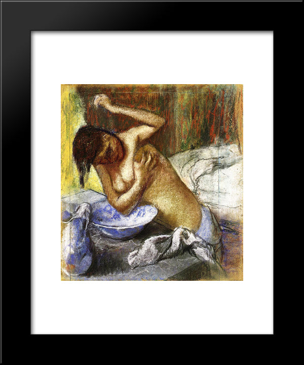Woman Sponging Her Chest 20x24 Black Modern Wood Framed Art Print Poster by Degas, Edgar