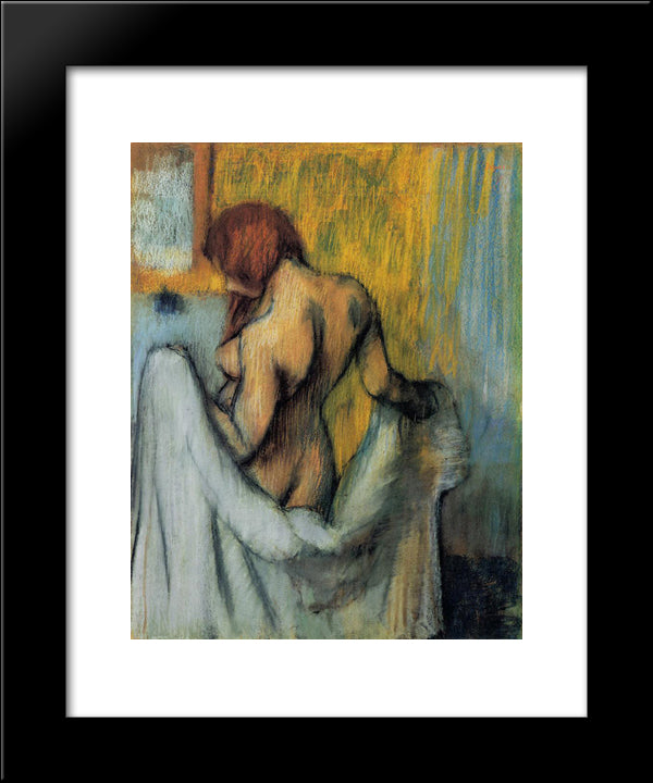 Woman With A Towel 20x24 Black Modern Wood Framed Art Print Poster by Degas, Edgar