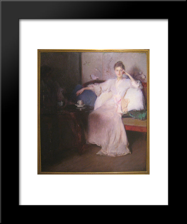 Arrangement In Pink And Gray (Afternoon Tea) 20x24 Black Modern Wood Framed Art Print Poster by Tarbell, Edmund Charles