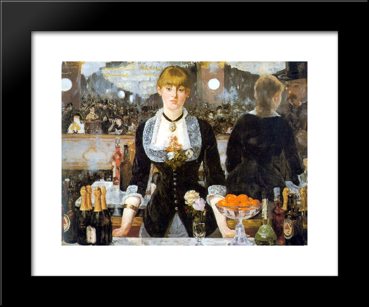 A Bar At The Folies-Bergere 20x24 Black Modern Wood Framed Art Print Poster by Manet, Edouard