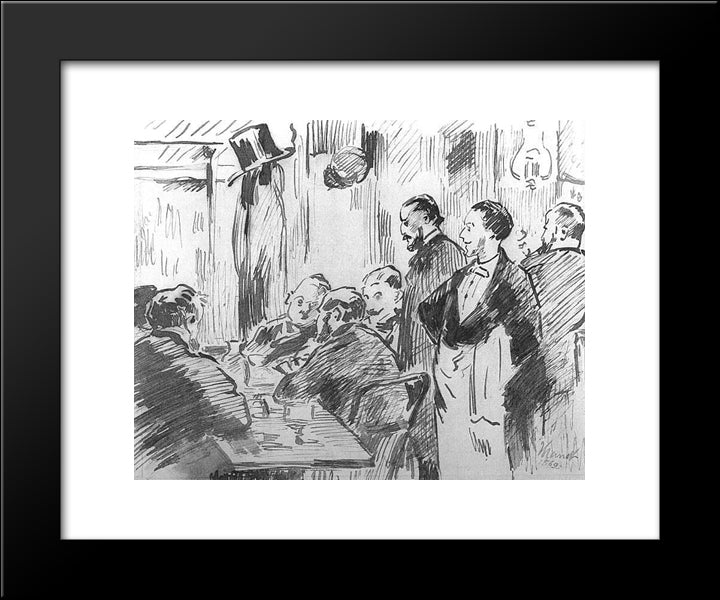A Cafe, Interiour 20x24 Black Modern Wood Framed Art Print Poster by Manet, Edouard