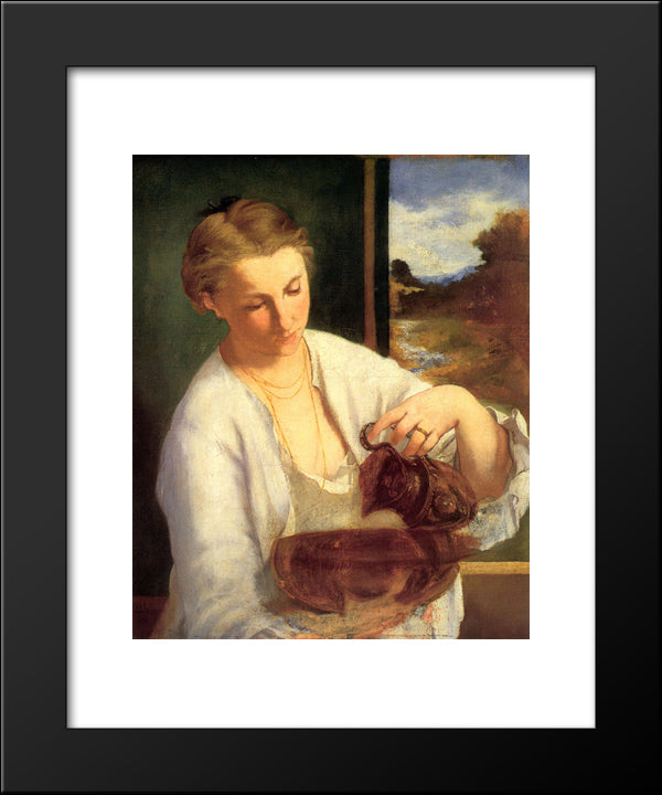 A Woman Pouring Water (Study Of Suzanne Leenhoff) 20x24 Black Modern Wood Framed Art Print Poster by Manet, Edouard