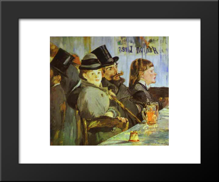 At The Cafe 20x24 Black Modern Wood Framed Art Print Poster by Manet, Edouard