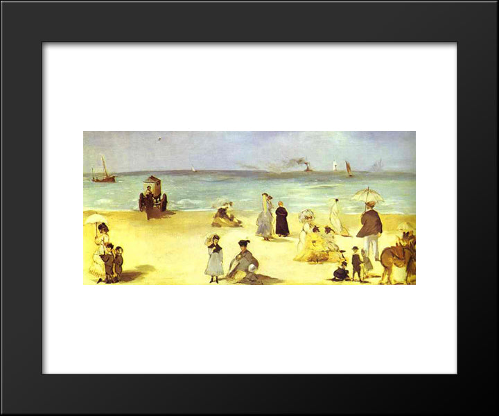 Beach At Boulogne 20x24 Black Modern Wood Framed Art Print Poster by Manet, Edouard