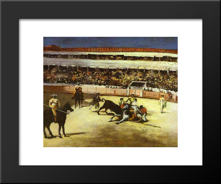 Bull-Fighting Scene 20x24 Black Modern Wood Framed Art Print Poster by Manet, Edouard