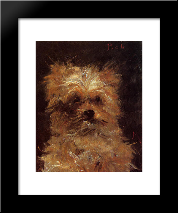 Head Of A Dog 20x24 Black Modern Wood Framed Art Print Poster by Manet, Edouard