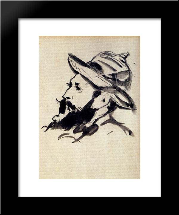 Head Of A Man (Claude Monet) 20x24 Black Modern Wood Framed Art Print Poster by Manet, Edouard