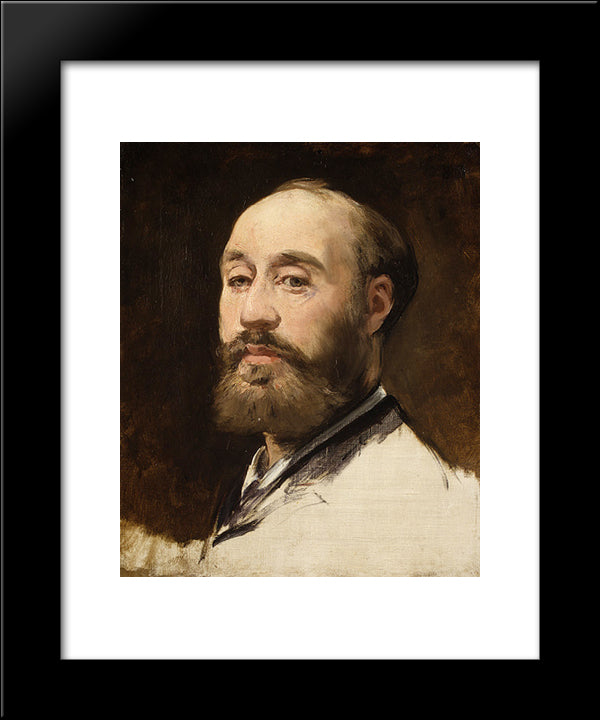 Head Of Jean-Baptiste Faure 20x24 Black Modern Wood Framed Art Print Poster by Manet, Edouard