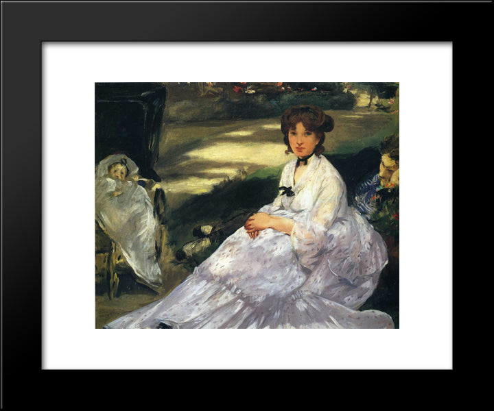 In The Garden 20x24 Black Modern Wood Framed Art Print Poster by Manet, Edouard