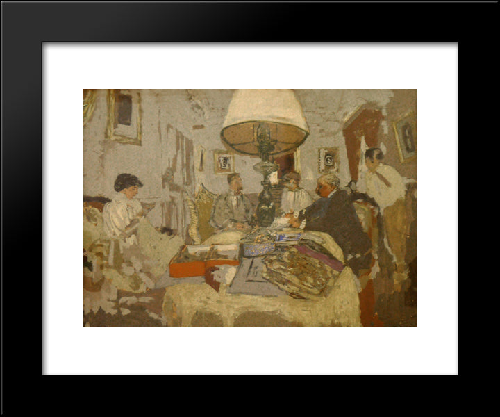 The Friends Around The Table, St. Jacut 20x24 Black Modern Wood Framed Art Print Poster by Vuillard, Edouard