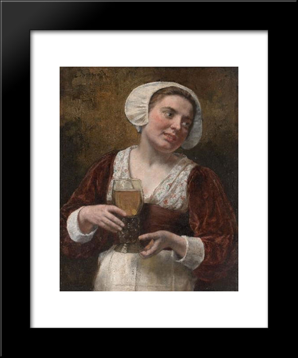 A Young Woman With A Wineglass 20x24 Black Modern Wood Framed Art Print Poster by Gebhardt, Eduard von