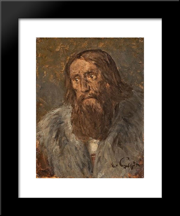Portrait Of A Bearded Man (Head Of An Apostle) 20x24 Black Modern Wood Framed Art Print Poster by Gebhardt, Eduard von