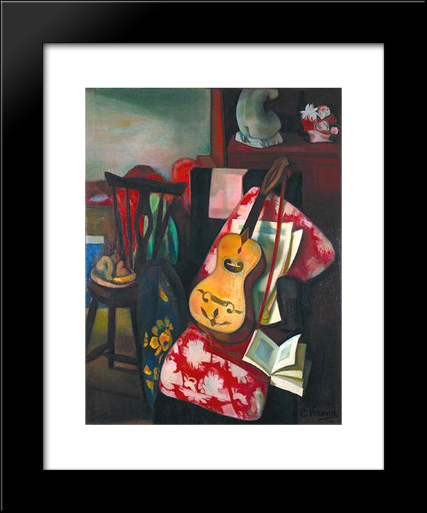 Guitarra Minhota 20x24 Black Modern Wood Framed Art Print Poster by Viana, Eduardo
