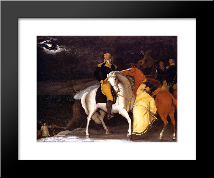 George Washington With His Army Crossing The Delaware 20x24 Black Modern Wood Framed Art Print Poster by Hicks, Edward