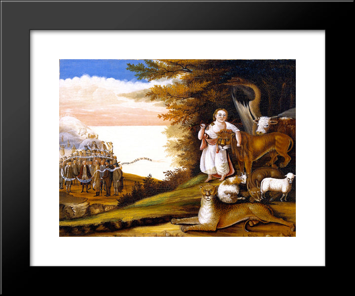 Peaceable Kingdom 20x24 Black Modern Wood Framed Art Print Poster by Hicks, Edward