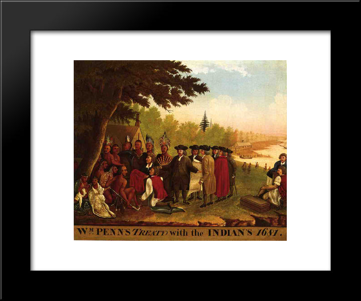 Penn'S Treaty 20x24 Black Modern Wood Framed Art Print Poster by Hicks, Edward