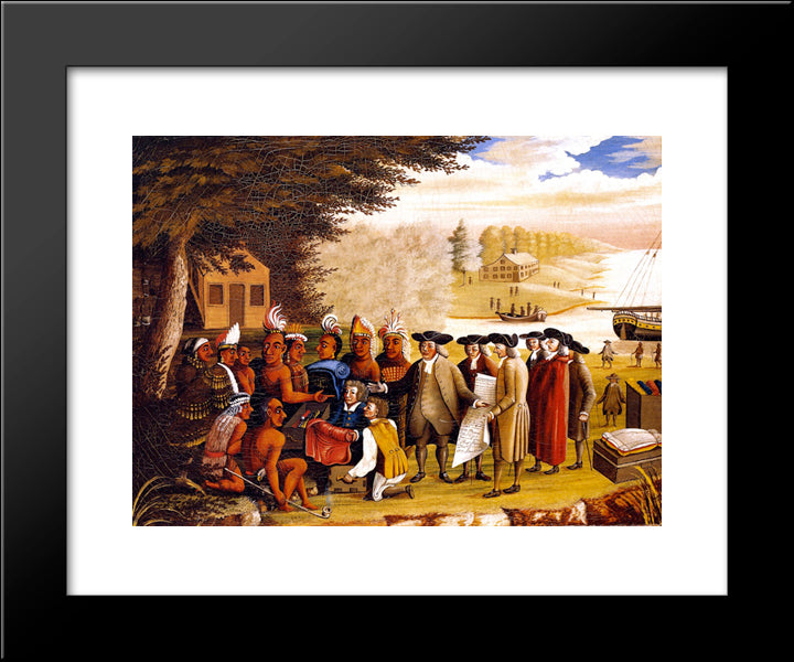 Penn'S Treaty 20x24 Black Modern Wood Framed Art Print Poster by Hicks, Edward