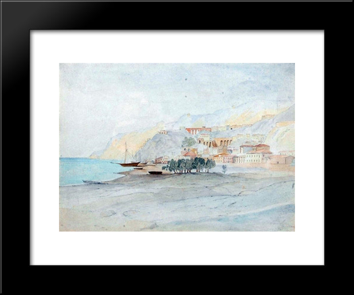 Bagnara Calabra 20x24 Black Modern Wood Framed Art Print Poster by Lear, Edward