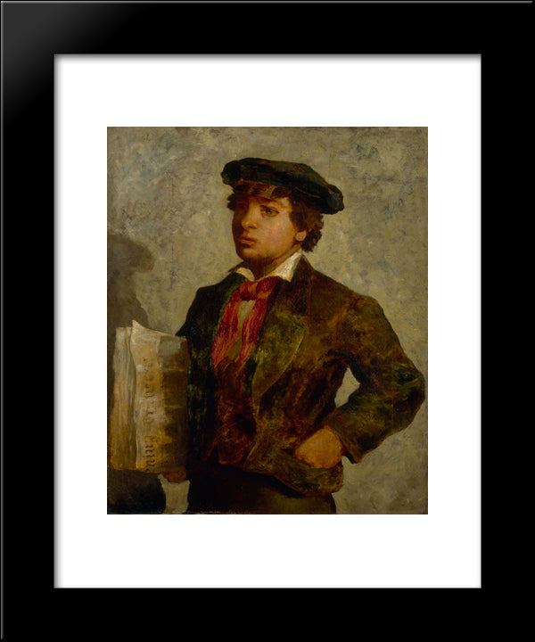 Newspaper Boy 20x24 Black Modern Wood Framed Art Print Poster by Bannister, Edward Mitchell