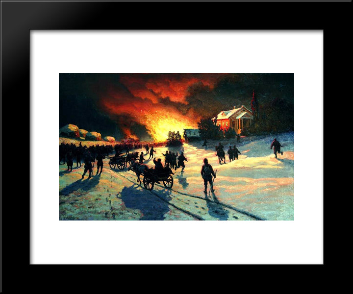 Fire 20x24 Black Modern Wood Framed Art Print Poster by Volkov, Efim