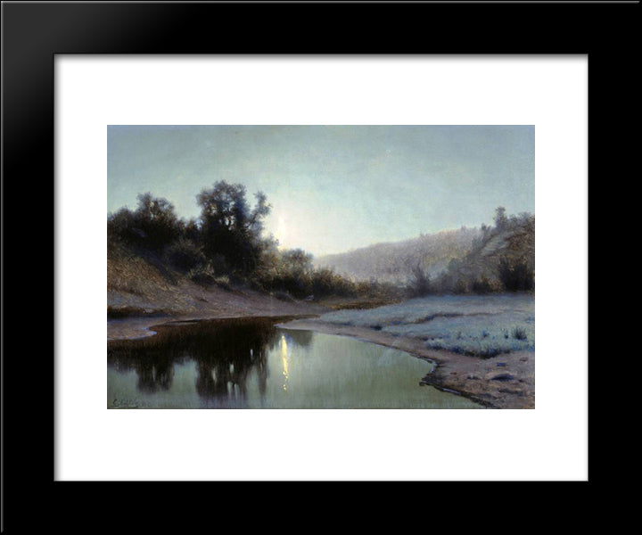Moonlit Night In The Wood 20x24 Black Modern Wood Framed Art Print Poster by Volkov, Efim