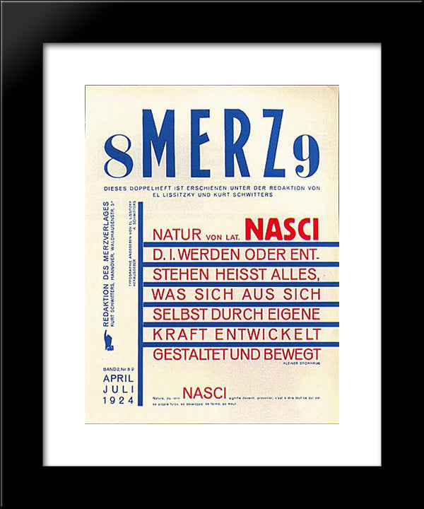 Merz' Magazine Layout 20x24 Black Modern Wood Framed Art Print Poster by Lissitzky, El