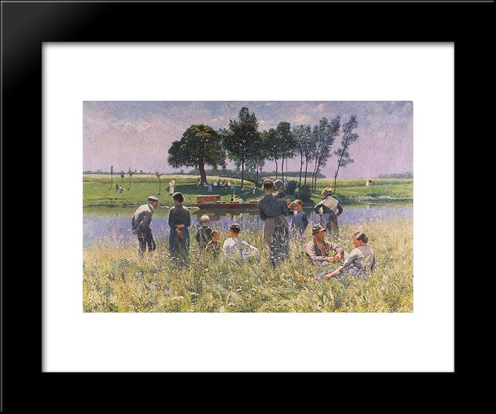Le Pique-Nique 20x24 Black Modern Wood Framed Art Print Poster by Claus, Emile