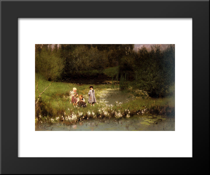 Picking Blossoms 20x24 Black Modern Wood Framed Art Print Poster by Claus, Emile