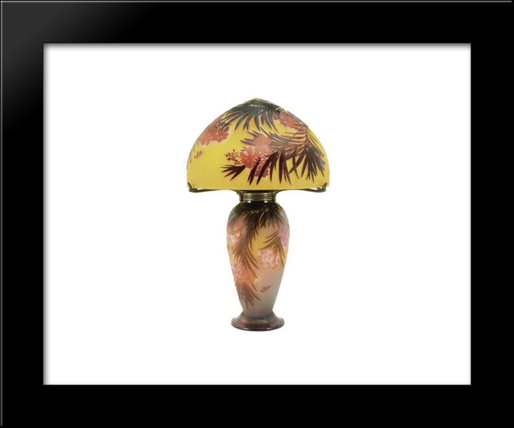 Hibiscus Lamp 20x24 Black Modern Wood Framed Art Print Poster by Galle, Emile