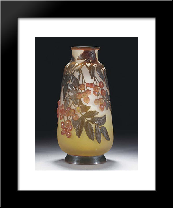 Mould-Blown Cameo Glass Vase 20x24 Black Modern Wood Framed Art Print Poster by Galle, Emile