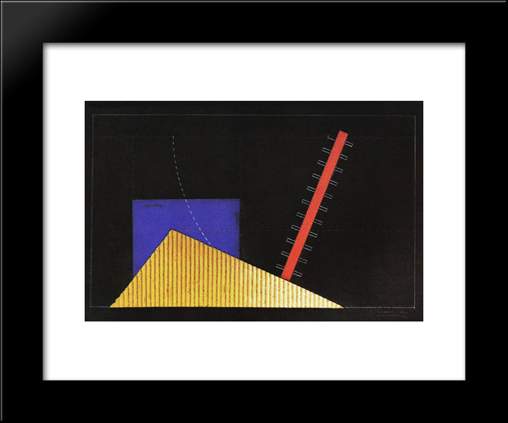 Il Mercante Di Cuori, Bozzetto Di Scena 20x24 Black Modern Wood Framed Art Print Poster by Prampolini, Enrico