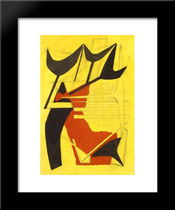 Studio Per Composizione 20x24 Black Modern Wood Framed Art Print Poster by Prampolini, Enrico