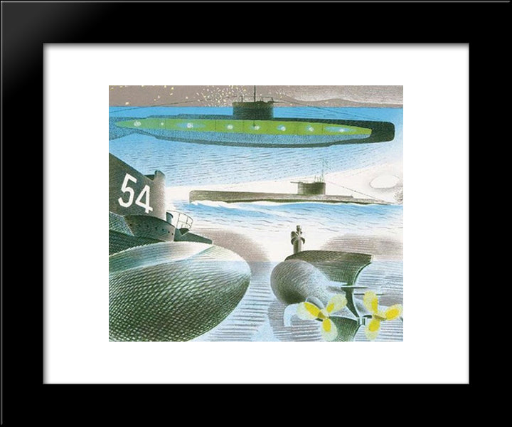 Different Aspects Of Submarines 20x24 Black Modern Wood Framed Art Print Poster by Ravilious, Eric